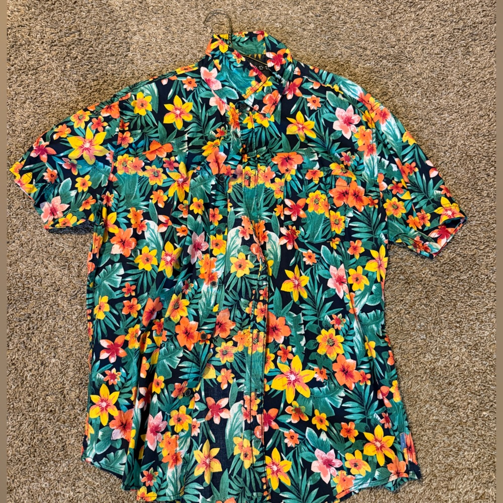 Floral Hawaiian Men's Casual Button Down Shirt